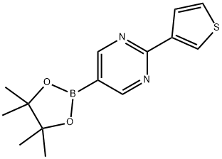 5-(4,4,5,5-tetramethyl-1,3,2-dioxaborolan-2-yl)-2-(thiophen-3-yl)pyrimidine,1402165-95-0,结构式
