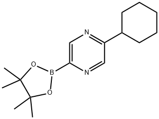 2-cyclohexyl-5-(4,4,5,5-tetramethyl-1,3,2-dioxaborolan-2-yl)pyrazine 化学構造式