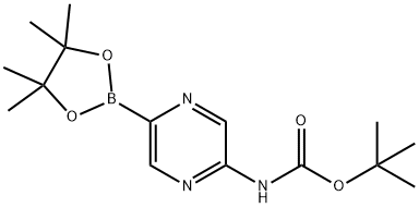 (5-(4,4,5,5-四甲基-1,3,2-二氧硼杂环戊烷-2-基)吡嗪-2-基)氨基甲酸叔丁酯, 1402227-80-8, 结构式