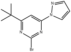 2-bromo-4-(1H-pyrozol-1-yl)-6-(tert-butyl)pyrimidine Struktur