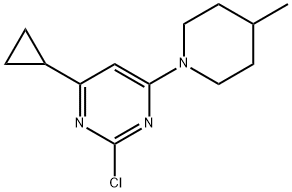 2-chloro-4-(4-methylpiperidin-1-yl)-6-cyclopropylpyrimidine,1412954-86-9,结构式