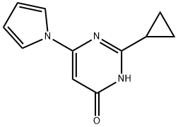 4-Hydroxy-2-cyclopropyl-6-(1H-pyrrol-1-yl)pyrimidine 化学構造式