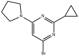 4-Bromo-2-cyclopropyl-6-(pyrrolidino)pyrimidine Struktur
