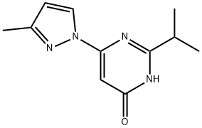 4-Hydroxy-2-(iso-propyl)-6-(1H-3-methylpyrozol-1-yl)pyrimidine 化学構造式