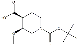 (3S,4S)-1-(tert-butoxycarbonyl)-3-methoxypiperidine-4-carboxylic acid Struktur