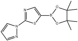 2-(1H-pyrazol-1-yl)-5-(4,4,5,5-tetramethyl-1,3,2-dioxaborolan-2-yl)thiazole Struktur