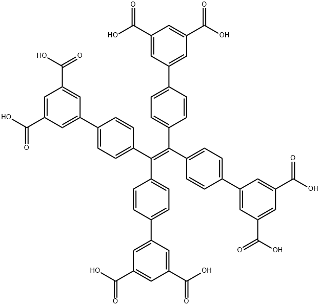 5,5′,5′′,5′′′-(エテン-1,1,2,2-テトライル)テトラキス(1,4-フェニレン)テトラキス(イソフタル酸) 化学構造式