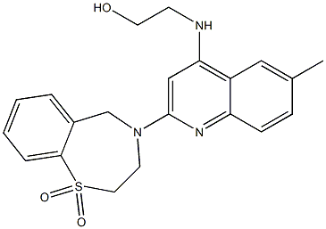 4-(4-(2-羟乙基)氨基)-6-甲基喹啉-2-基)-2,3,4,5-四氢苯并[1,4]硫氮杂-1,1-二氧化物, 1422497-43-5, 结构式