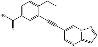4-ETHYL-3-(2-{PYRAZOLO[1,5-A]PYRIMIDIN-6-YL}ETHYNYL)BENZOIC ACID,1429618-03-0,结构式