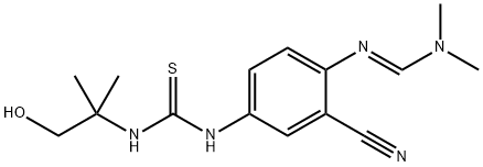 (E)-N'-(2-cyano-4-(3-(1-hydroxy-2-methylpropan-2-yl)thioureido)phenyl)-N,N-dimethylformimidamide Structure