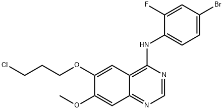 N-(4-bromo-2-fluorophenyl)-6-(3-chloropropoxy)-7-methoxyquinazolin-4-amine,1437310-79-6,结构式