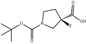 (R)-1-(叔丁氧基羰基)-3-氟吡咯烷-3-羧酸, 1438852-72-2, 结构式