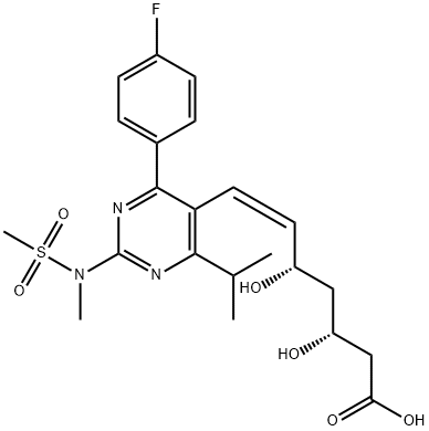(3R,5S,Z)-7-(4-(4-fluorophenyl)-6-isopropyl-2-(N-methylmethylsulfonamido)pyrimidin-5-yl)-3,5-dihydroxyhept-6-enoic acid calcium(II) 化学構造式