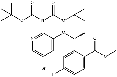 METHYL 2-[(1R)-1-[(2-[BIS[(TERT-BUTOXY)CARBONYL]AMINO]-5-BROMOPYRIDIN-3-YL)OXY]ETHYL]-4-FLUOROBENZOATE 结构式