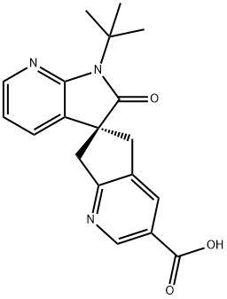 (S)-1'-(tert-butyl)-2'-oxo-1',2',5,7-tetrahydrospiro[cyclopenta[b]pyridine-6,3'-pyrrolo[2,3-b]pyridine]-3-carboxylic acid Struktur