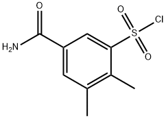 5-氨基甲酰基-2,3-二甲基苯-1-磺酰氯 结构式