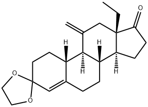 3,3-Ethylenedioxy-13-ethyl-11-methylene-gon-4-en-17-one 化学構造式