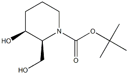 tert-butyl (2S,3S)-3-hydroxy-2-(hydroxymethyl)piperidine-1-carboxylate 结构式