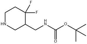 tert-butyl ((4,4-difluoropiperidin-3-yl)methyl)carbamate 化学構造式