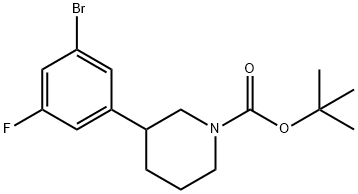 3-(N-Boc-Piperidin-3-yl)-5-bromo-1-fluorobenzene 结构式