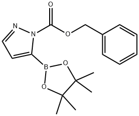 5-(4,4,5,5-Tetramethyl-[1,3,2]dioxaborolan-2-yl)-pyrazole-1-carboxylic acid benzyl ester Struktur