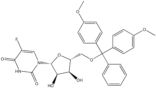 5'-O-4,4'-dimethoxytrityl-5-fluorouridine 化学構造式