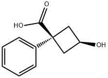 3-hydroxy-1-phenylcyclobutane-1-carboxylic acid Struktur