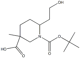 1-(tert-butyl) 3-methyl 6-(2-hydroxyethyl)piperidine-1,3-dicarboxylate 化学構造式