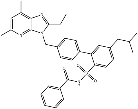 Benzamide, N-[[4'-[(2-ethyl-5,7-dimethyl-3H-imidazo[4,5-b]pyridin-3-yl)methyl]-5-(2-methylpropyl)[1,1'-biphenyl]-2-yl]sulfonyl]- Structure