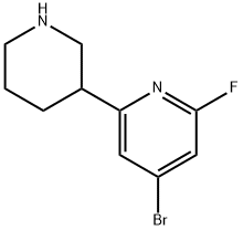 4-Bromo-2-fluoro-6-(piperidin-3-yl)pyridine,1622834-23-4,结构式