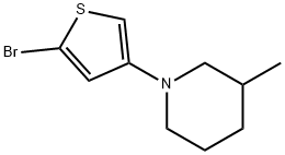 2-Bromo-4-(3-methylpiperidin-1-yl)thiophene,1622835-46-4,结构式