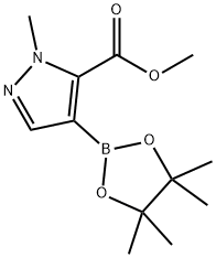 1H-Pyrazole-5-carboxylic acid, 1-methyl-4-(4,4,5,5-tetramethyl-1,3,2-dioxaborolan-2-yl)-, methyl ester Struktur