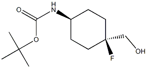 tert-butyl N-[trans-4-fluoro-4-(hydroxymethyl)cyclohexyl]carbamate Struktur