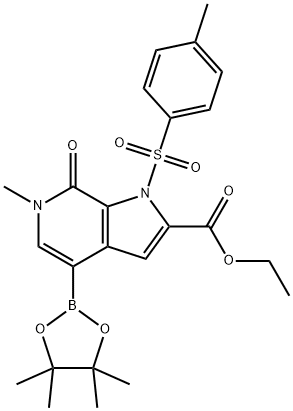 ethyl 6-methyl-7-oxo-4-(4,4,5,5-tetramethyl-1,3,2-dioxaborolan-2-yl)-1-tosyl-6,7-dihydro-1H-pyrrolo[2,3-c]pyridine-2-carboxylate Structure