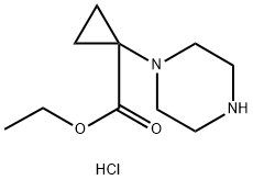 Ethyl 1-(piperazin-1-yl)cyclopropanecarboxylate hydrochloride Struktur