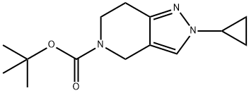 5H-Pyrazolo[4,3-c]pyridine-5-carboxylic acid, 2-
cyclopropyl-2,4,6,7-tetrahydro-, 1,1-
dimethylethyl ester 化学構造式