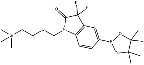 3,3-difluoro-5-(4,4,5,5-tetramethyl-1,3,2-dioxaborolan-2-yl)-1-((2-(trimethylsilyl)ethoxy)methyl)indolin-2-one 化学構造式