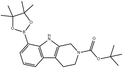 tert-Butyl 8-(4,4,5,5-tetramethyl-1,3,2-dioxaborolan-2-yl)-3,4-dihydro-1H-pyrido[3,4-b]indole-2(9H)-carboxylate Structure