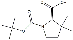 (R)-1-(tert-butoxycarbonyl)-3,3-dimethylpyrrolidine-2-carboxylic acid Struktur