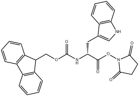 (2,5-dioxopyrrolidin-1-yl) 2-(9H-fluoren-9-ylmethoxycarbonylamino)-3-(1H-indol-3-yl)propanoate, 174080-12-7, 结构式