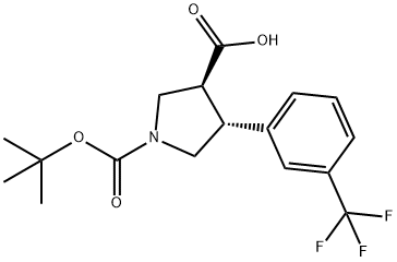 (3S,4R)-1-[(2-methylpropan-2-yl)oxycarbonyl]-4-[3-(trifluoromethyl)phenyl]pyrrolidine-3-carboxylic acid Struktur