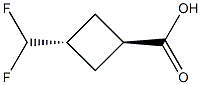 trans-3-(difluoromethyl)cyclobutane-1-carboxylic acid Struktur