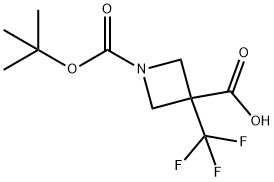 1-[(tert-butoxy)carbonyl]-3-(trifluoromethyl)azetidine-3-carboxylic acid 结构式