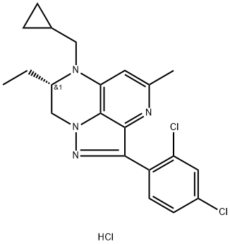 (7S)-6-(Cyclopropylmethyl)-2-(2,4-dichlorophenyl)-7-ethyl-7,8-dihydro-4-methyl-6H-1,3,6,8a-tetraazaacenaphthylene hydrochloride Struktur