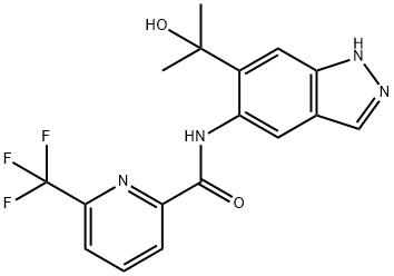 N-(6-(2-hydroxypropan-2-yl)-1H-indazol-5-yl)-6-(trifluoromethyl)picolinamide 化学構造式