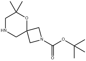 tert-butyl 6,6-dimethyl-5-oxa-2,8-diazaspiro[3.5]nonane-2-carboxylate Struktur