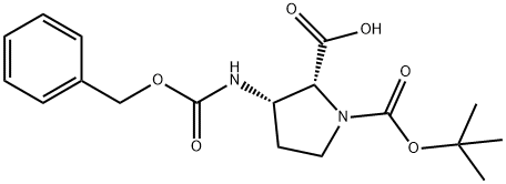 1,2-Pyrrolidinedicarboxylic acid, 3-[[(phenylmethoxy)carbonyl]amino]-, 1-(1,1-dimethylethyl) ester, (2R,3S)- Structure