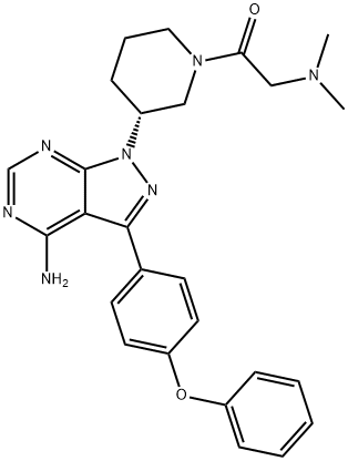 1-[(3R)-3-[4-Amino-3-(4-phenoxyphenyl)-1H-pyrazolo[3,4-d]pyrimidin-1-yl]-1-piperidinyl]-2-(dimethylamino)-ethanone,1839150-56-9,结构式