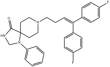 1,3,8-Triazaspiro[4.5]decan-4-one, 8-[4,4-bis(4-fluorophenyl)-3-buten-1-yl]-1-phenyl- 结构式