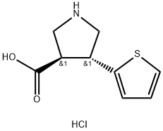 3-Pyrrolidinecarboxylic acid, 4-(2-thienyl)-, hydrochloride (1:1), (3R,4R)- Structure